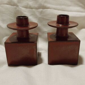 Vintage Made In Japan Mid-Century Ceramic Cube Candle Holders